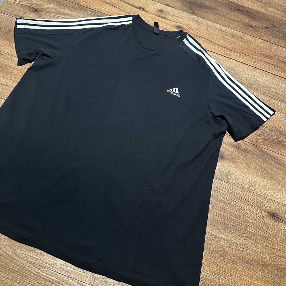 Adidas Black 3-Stripe Short Sleeve T-Shirt Mens 2XL IC9334